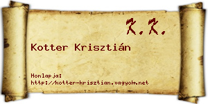 Kotter Krisztián névjegykártya
